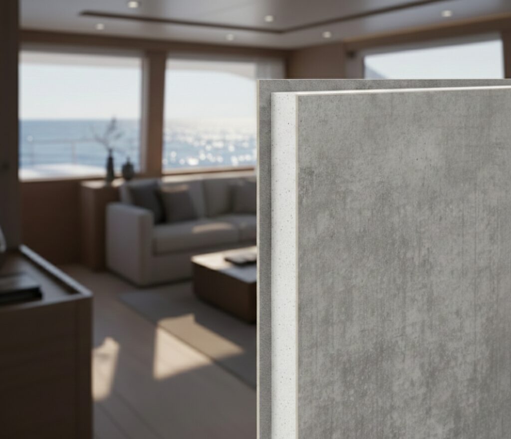 Pannello sandwich ignifugo Seawhite HP di Filippi 1971 per il settore nautico.