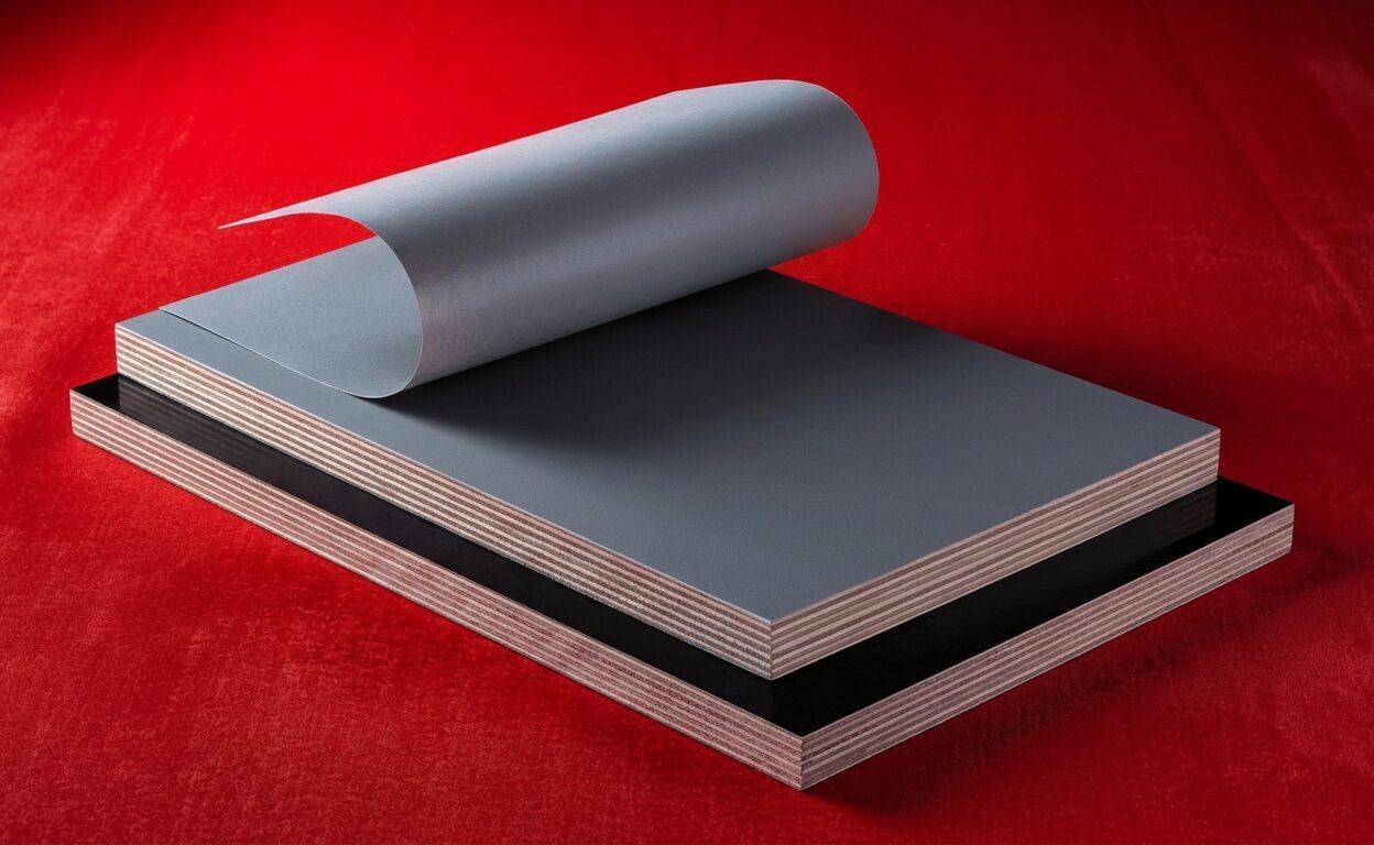 Dettaglio degli strati di pannelli in legno truciolare rivestiti per la produzione di mobili e arredamento d'interni.